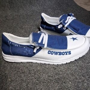NWT Cowboys Slip On Sneakers Unisex Blue & White